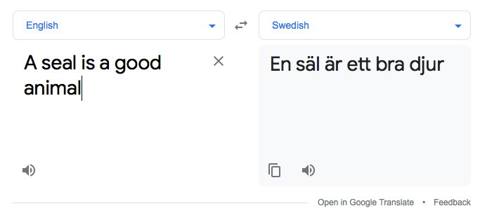 Google Translate English to Swedish 3