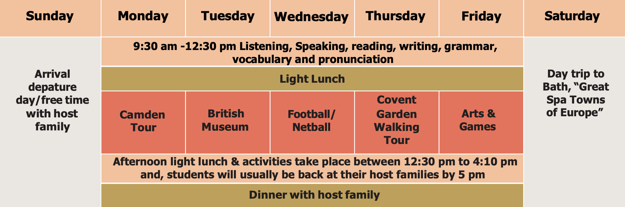 Sample Weekly Timetable
