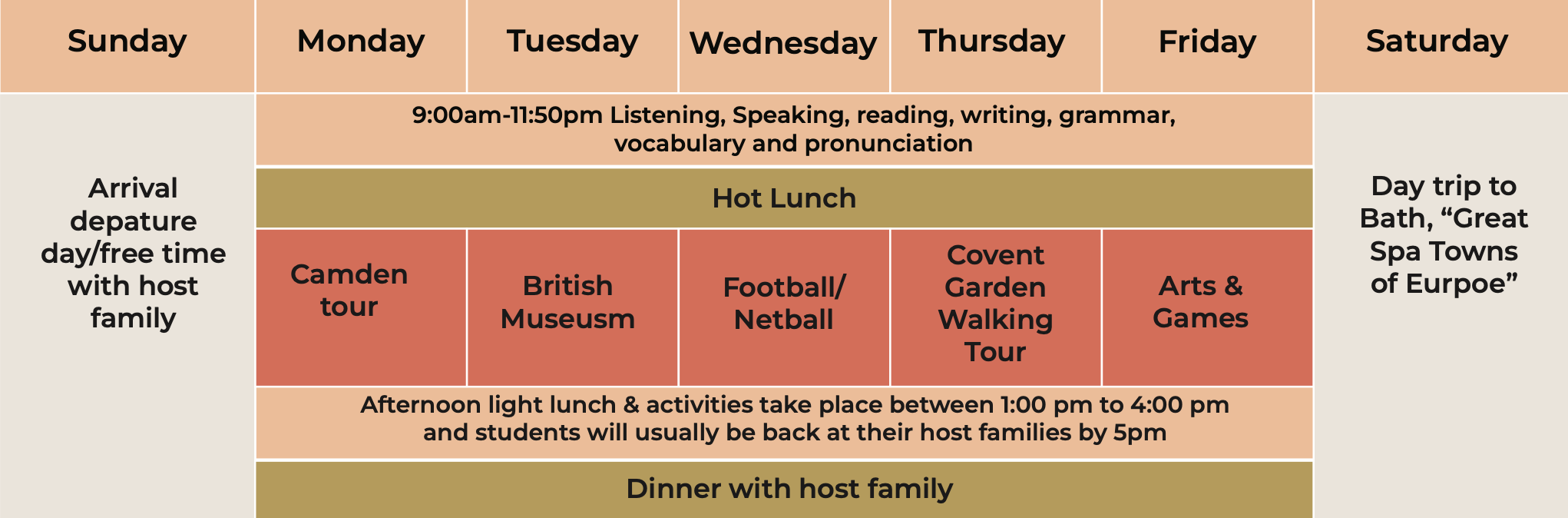 Weekly Timetable