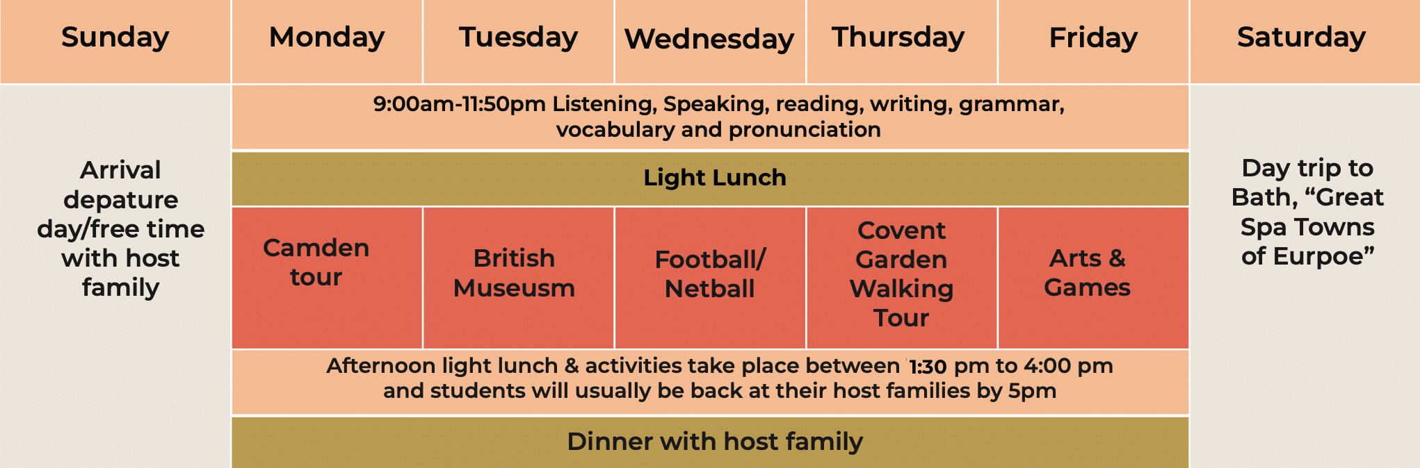 Weekly Timetable London Junior School