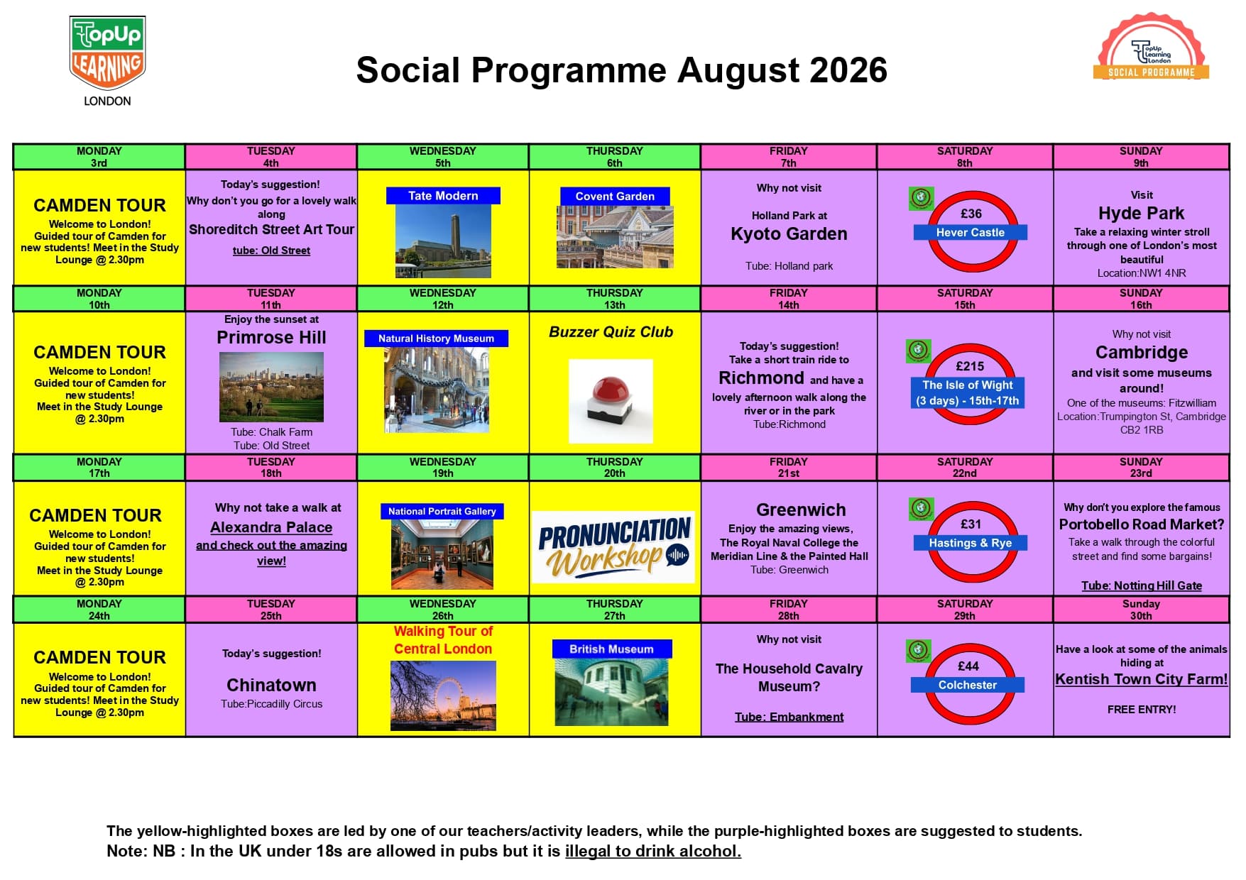 Social Programme August 2026 2